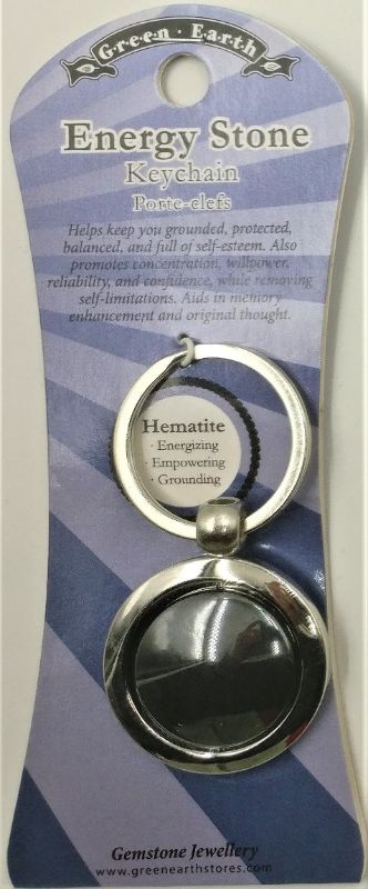 Set of 6 elegant hematite crystal keyrings, featuring a sleek design and grounding properties, perfect for gifts.