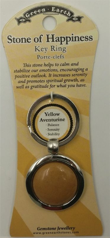 Set of 6 yellow aventurine keyrings, showcasing vibrant stones for a unique, uplifting accessory collection.