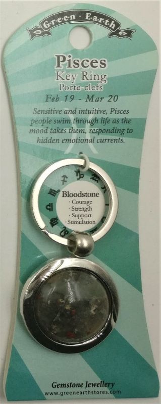 Zodiac Keyring - Pisces Bloodstone (Set Of 6)