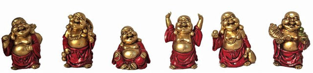 Set of 12 assorted small Buddha statues, promoting tranquility and mindfulness in home or meditation spaces.