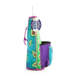 Colorful set of 6 multifunctional stubby coolers with built-in bottle opener, cigarette holder, and lighter pocket.