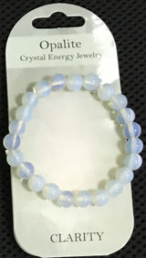 Set of 3 Opalite bracelets with iridescent 8mm beads, perfect for elegant layering or standalone wear.