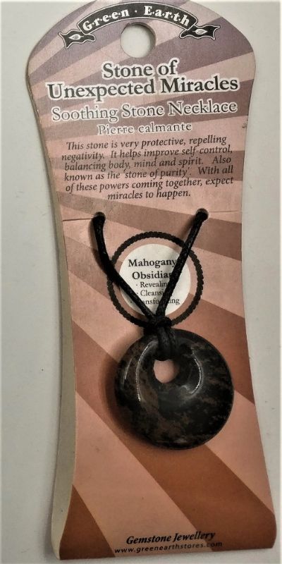 Set of 3 elegant Mahogany Obsidian donut pendants showcasing unique banding patterns for crystal healing and stylish accessories.