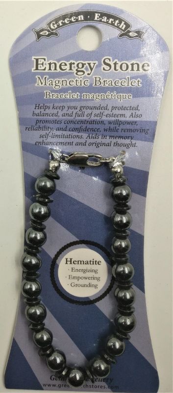 Set of 3 crystal hematite bracelets for style and healing, packaged attractively with display card information.