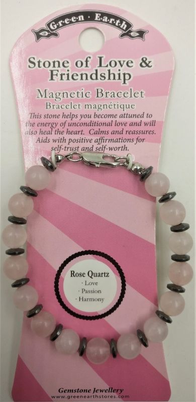 Set of 3 Crystal Rose Quartz Bracelets, promoting emotional healing and stylish layering, packaged with insightful info card.