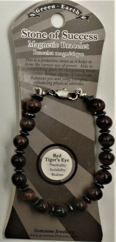 Set of 3 Crystal Red Tiger Eye bracelets showcasing natural gemstones, promoting confidence and style.