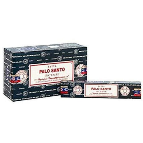 Sathya Nag Palo Santo incense, 15g, 12 packets, offers a soothing aroma for meditation and relaxation.