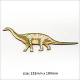 Colorful dinosaur wall art set on eco-friendly pine veneer, perfect for children's rooms and educational decor.