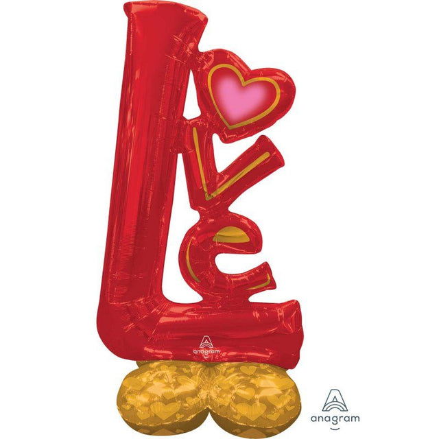 Big 147cm foil balloon with 'LOVE' design, perfect for romantic events and celebrations, easy to inflate and hang.