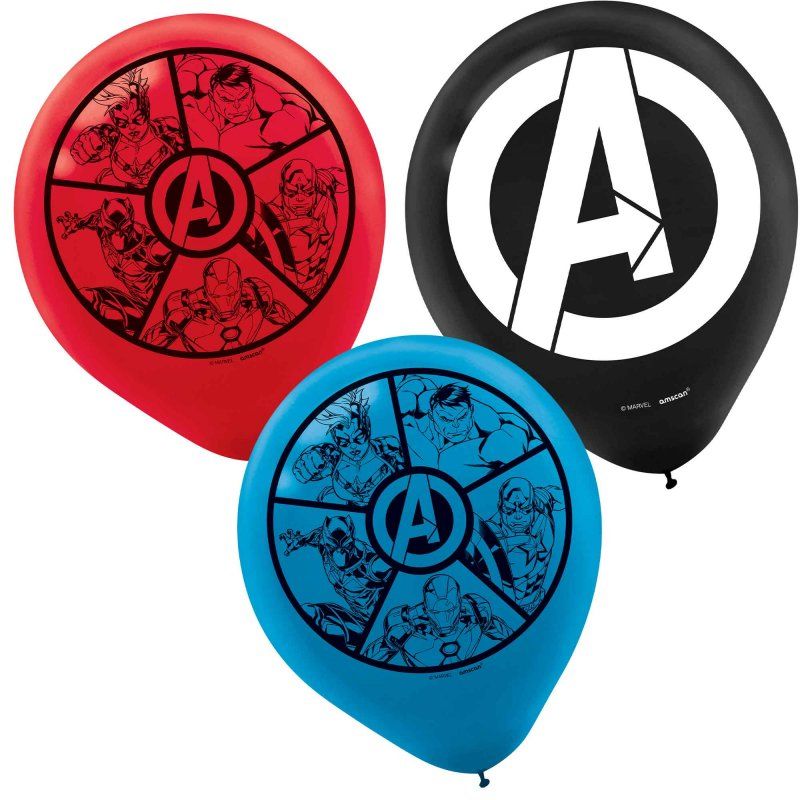 Pack of 6 vibrant 30cm latex balloons featuring Marvel Avengers for superhero-themed parties.