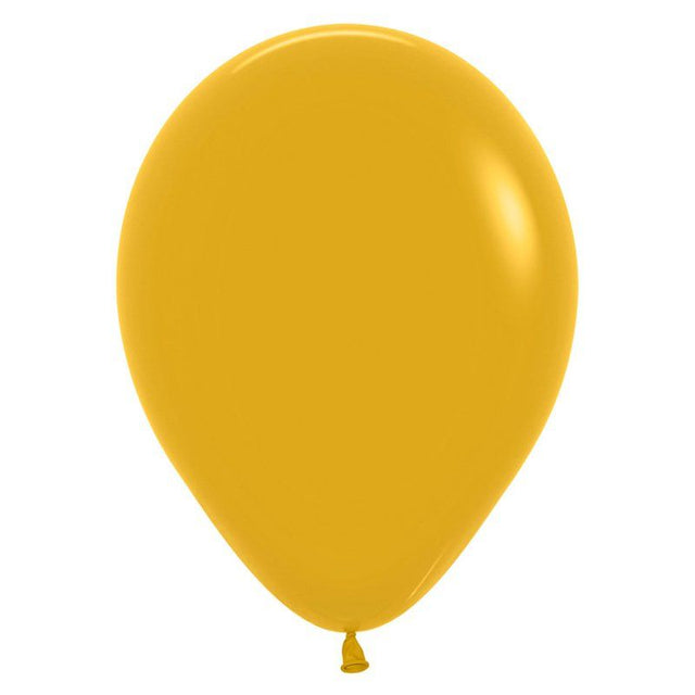 Bright Sempertex mustard latex balloons, 12cm, pack of 50, perfect for vibrant party decor and easy to inflate.