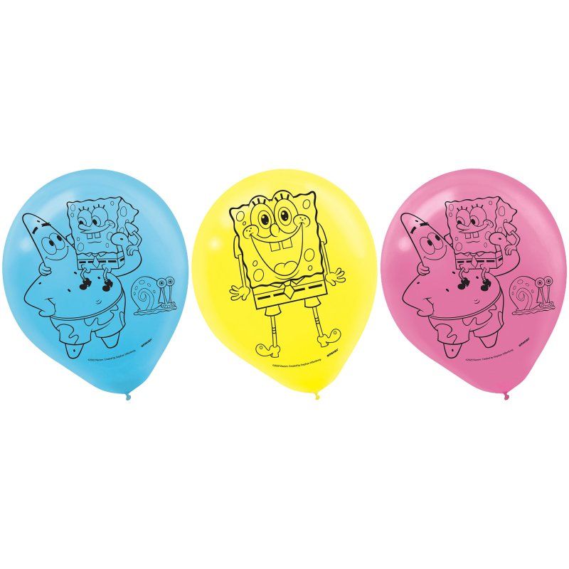 Bright 12-inch Spongebob latex balloons in a pack of 6, perfect for lively celebrations and themed parties.