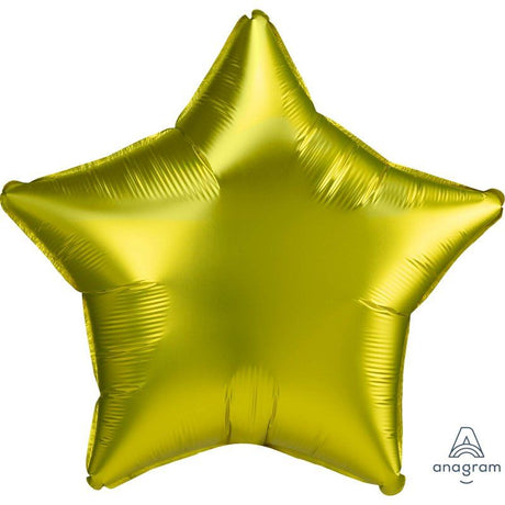 Vibrant 45cm satin luxe lemon star foil balloon, ideal for parties and celebrations, featuring a self-sealing design.