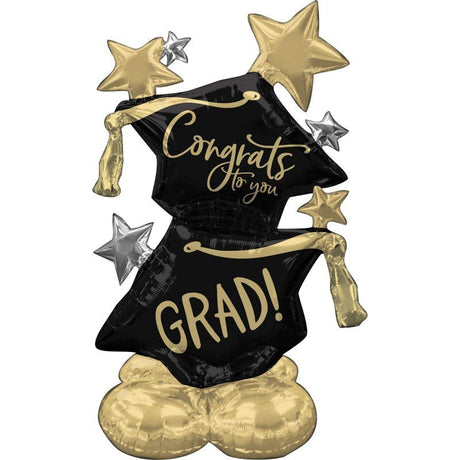 Vibrant 129cm foil balloon shaped like a graduation cap, perfect for celebrating graduation achievements at parties.