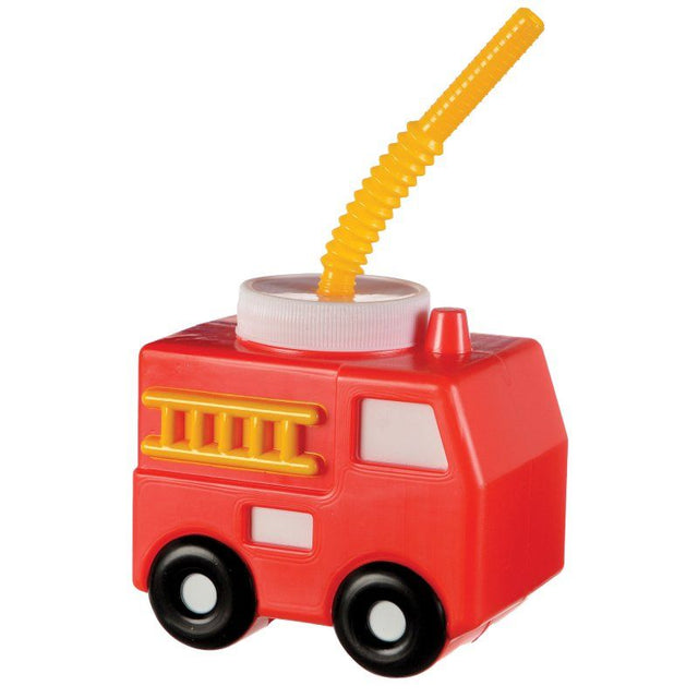 Vibrant fire truck-themed sippy cup for toddlers, 470ml, durable, spill-proof, and BPA-free for safe hydration.