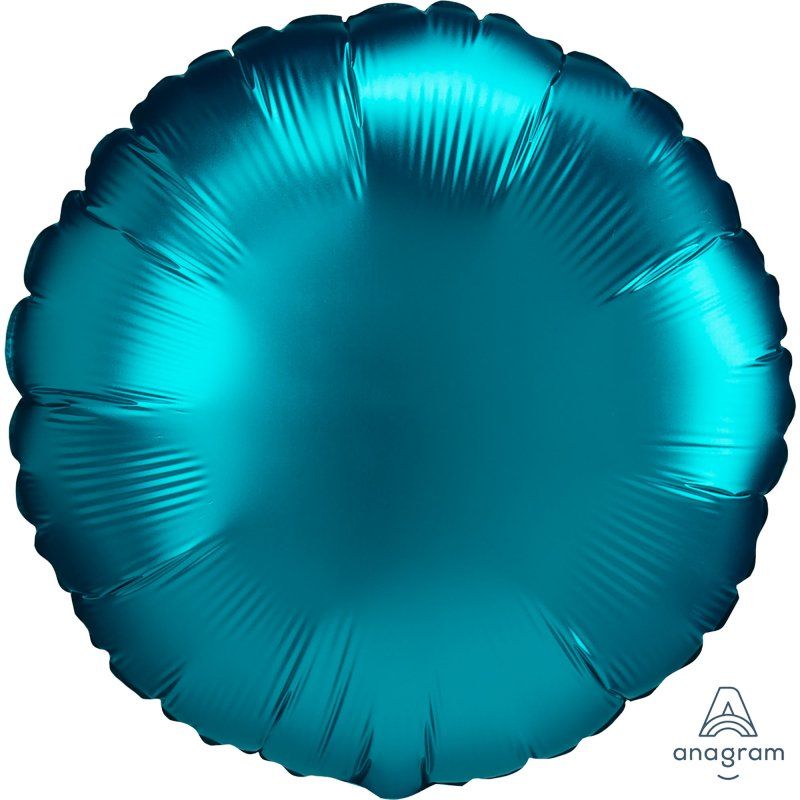 Aqua satin foil balloon (45cm) adding elegance to celebrations, ideal for birthdays, weddings, and baby showers.