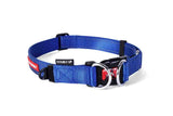 Ezy Dog Collar Double Up in blue, medium size, built for strength and safety with double D-rings and reflective webbing.