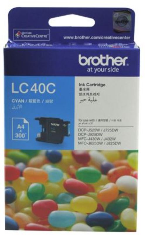 Cyan ink cartridge for Brother printers, delivers vibrant colors and sharp text, lasting up to 300 pages.