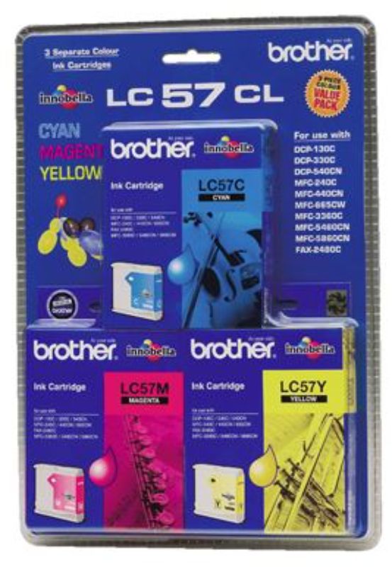 Brother LC57CL3PK CMY Colour Ink Cartridges (Triple Pack)