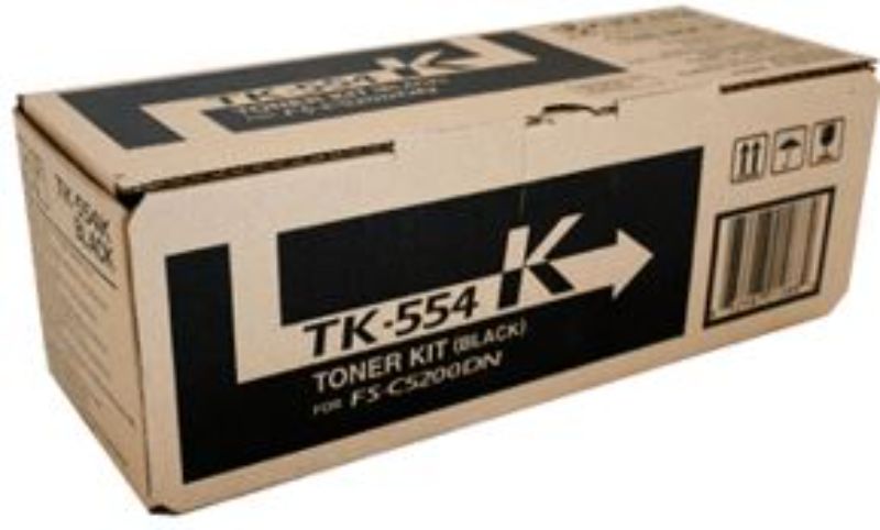 Kyocera TK-554K Black Toner cartridge for FS-C5200DN, yielding up to 7,000 pages, ensures high-quality, reliable prints.