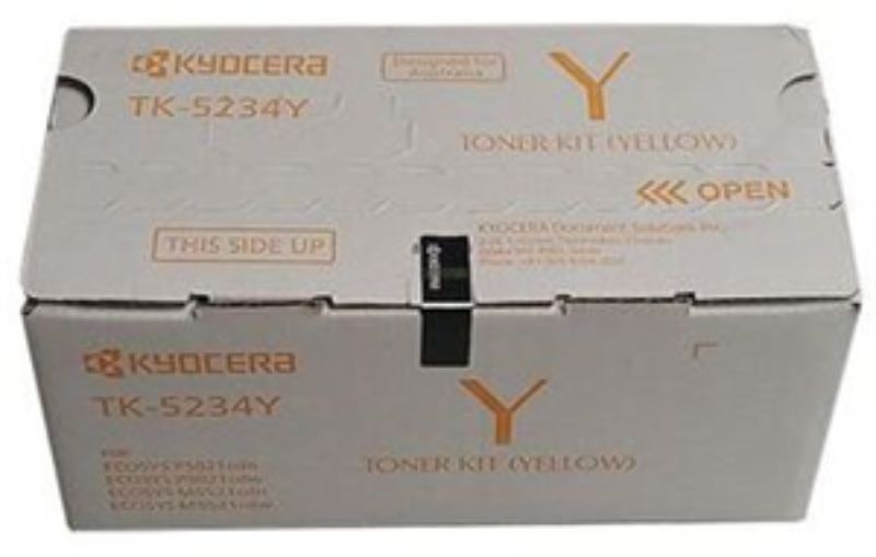 Kyocera TK-5234Y Yellow Toner cartridge, compatible with select printers, offers vibrant prints and up to 2,200-page yield.