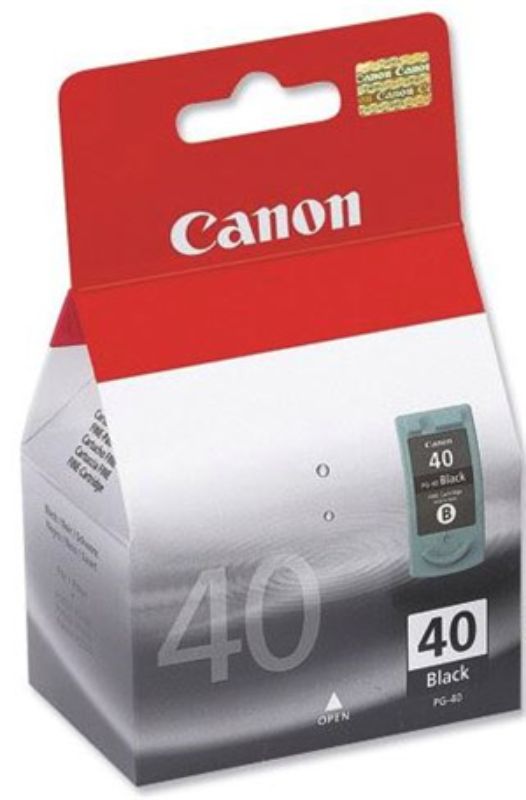 High-yield Canon PG40 black ink cartridge for sharp, smudge-resistant prints, lasting up to 329 pages, compatible with various models.