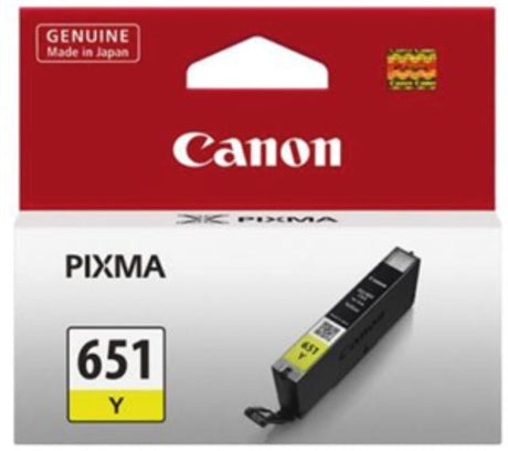 Canon CLI651Y Yellow Ink Cartridge for vibrant prints, quick-drying, and compatible with multiple Canon printers.