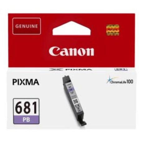 Canon CLI681PB Photo Blue Ink Cartridge for vibrant, smudge-resistant prints in Canon Pixma TS8160 and TS9160 printers.