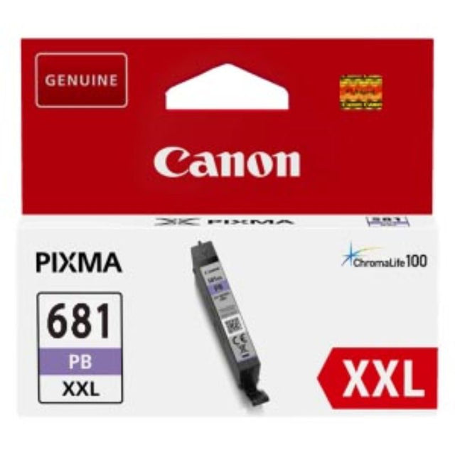 Canon CLI681XXLPB Extra High Yield Photo Blue Ink Cartridge for vibrant, smudge-resistant prints in Canon Pixma printers.