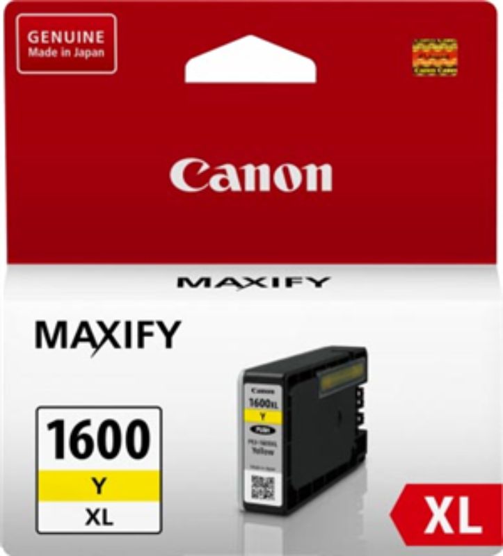 Canon PGI1600XLY Yellow High Yield Ink Cartridge for vibrant prints, 935 pages yield, compatible with MB2060, MB2360 printers.