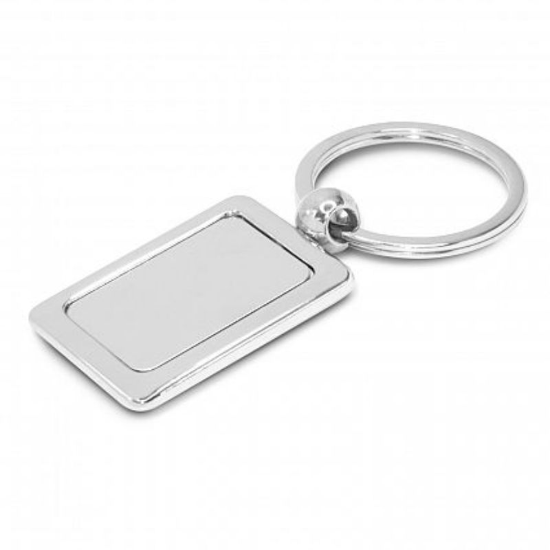 Rectangular chrome key rings set of 30, elegantly presented in a black gift box for practical and stylish key management.