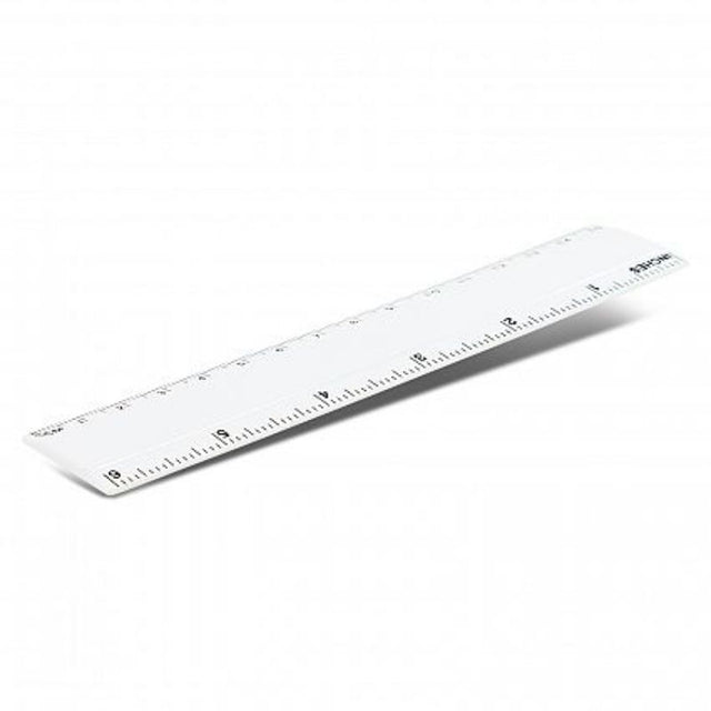 Set of 100 compact 15cm white mini rulers with clear metric and imperial graduations for precise measuring.