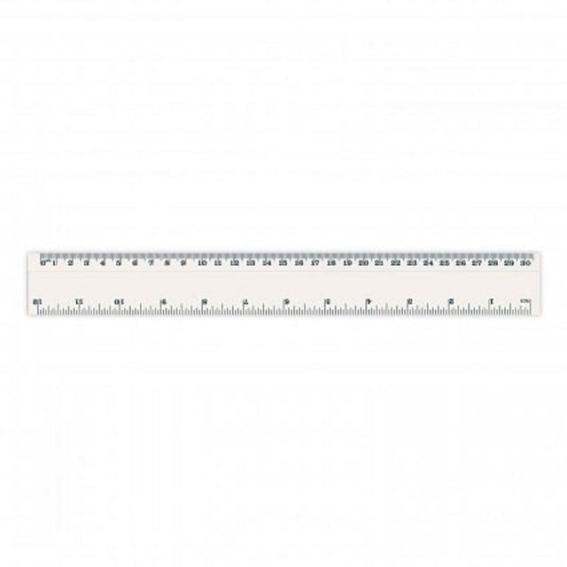 White 30cm flip ruler set of 50 with easy-lift design, cm/inch graduations, perfect for students and professionals.