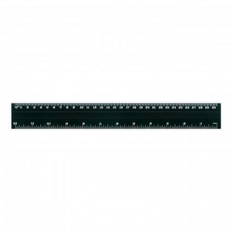 A set of 50 black 30cm flip rulers with recessed edges for easy flipping, featuring cm and inch graduations for precise measurements.