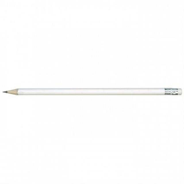 Set of 100 white HB pencils, full-sized with erasers, ideal for writing, sketching, and school use.