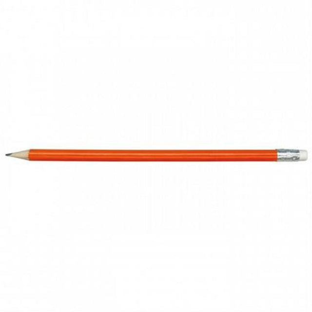 Set of 100 vibrant orange HB pencils, ideal for writing, sketching, and featuring a built-in eraser for easy corrections.
