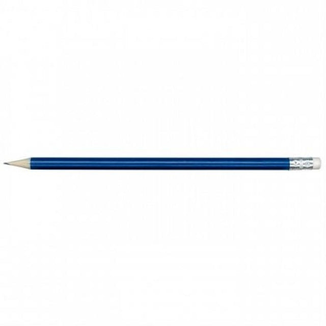 Set of 100 blue HB pencils with erasers, ideal for writing, sketching, and note-taking, 7mm diameter, 190mm long.