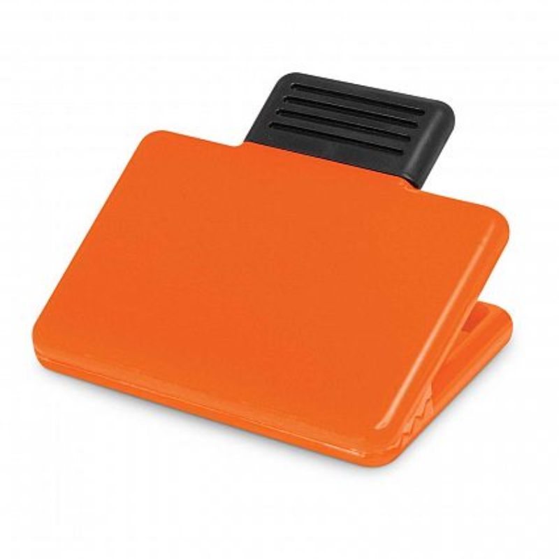 Vibrant orange Pronto Magnetic Clips set of 30, perfect for organizing notes and documents on metal surfaces.