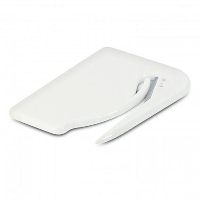 Set of 50 white letter openers with safe metal blades, ideal for quickly cutting letters and satchels in any office.