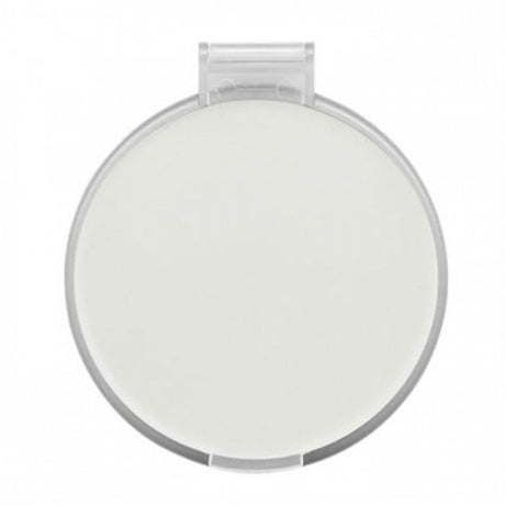 Set of 50 frosted clear compact mirrors with hinged covers, ideal for makeup kits or elegant event favors.