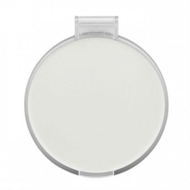 Set of 50 frosted clear compact mirrors with hinged covers, ideal for makeup kits or elegant event favors.