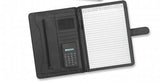 Inverness black portfolio set with calculator, lined pad, pen loop, and business card pockets for professionals.