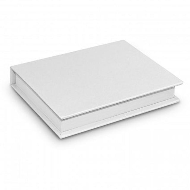 Hard cover white notebook set with adhesive notes and flags for stylish organization and efficient note-taking.