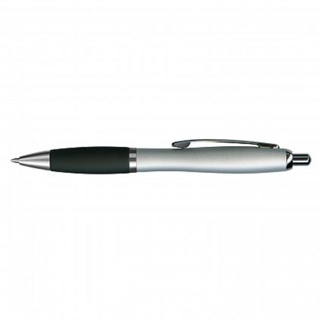 Set of 30 sleek silver and black retractable pens with soft-touch grip and 1200 meters of smooth black ink.