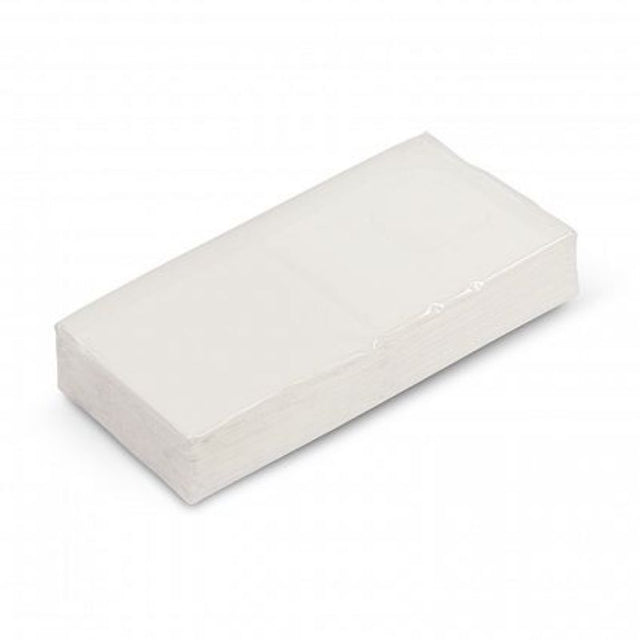 Pocket-sized pack of 100 soft, white 3-ply tissues, ideal for promotions and everyday use, measuring 51mm x 98mm.