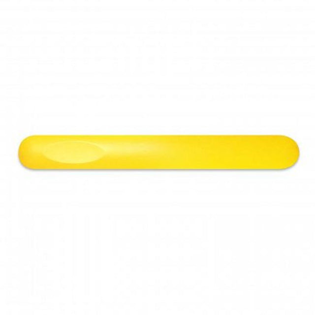 Yellow nail file set of 50, featuring dual surfaces for shaping and smoothing nails, presented in a convenient storage sleeve.
