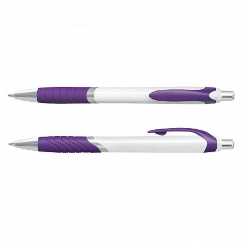 Purple retractable ballpoint pen set of 100, featuring soft-touch grip and premium German ink for smooth writing.