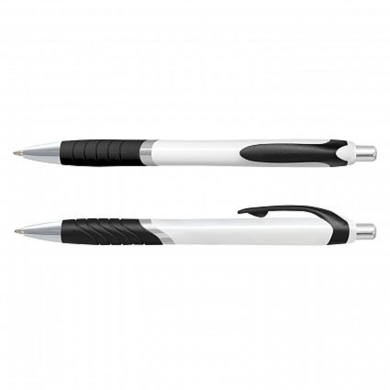 Set of 100 black retractable ball pens with ergonomic grip and stylish chrome trim for smooth writing and comfort.