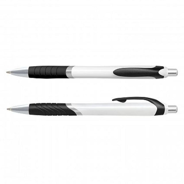 Set of 100 black retractable ball pens with ergonomic grip and stylish chrome trim for smooth writing and comfort.