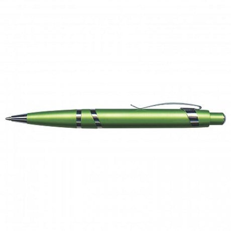 Set of 30 green retractable ballpoint pens featuring a metallic barrel and chrome trim, perfect for writing and note-taking.